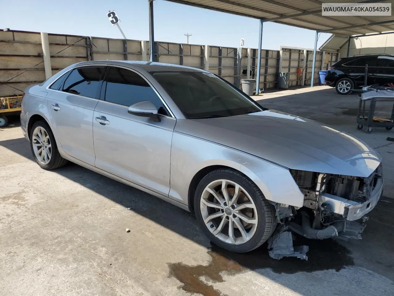 2019 Audi A4 Premium VIN: WAUGMAF40KA054539 Lot: 69277874