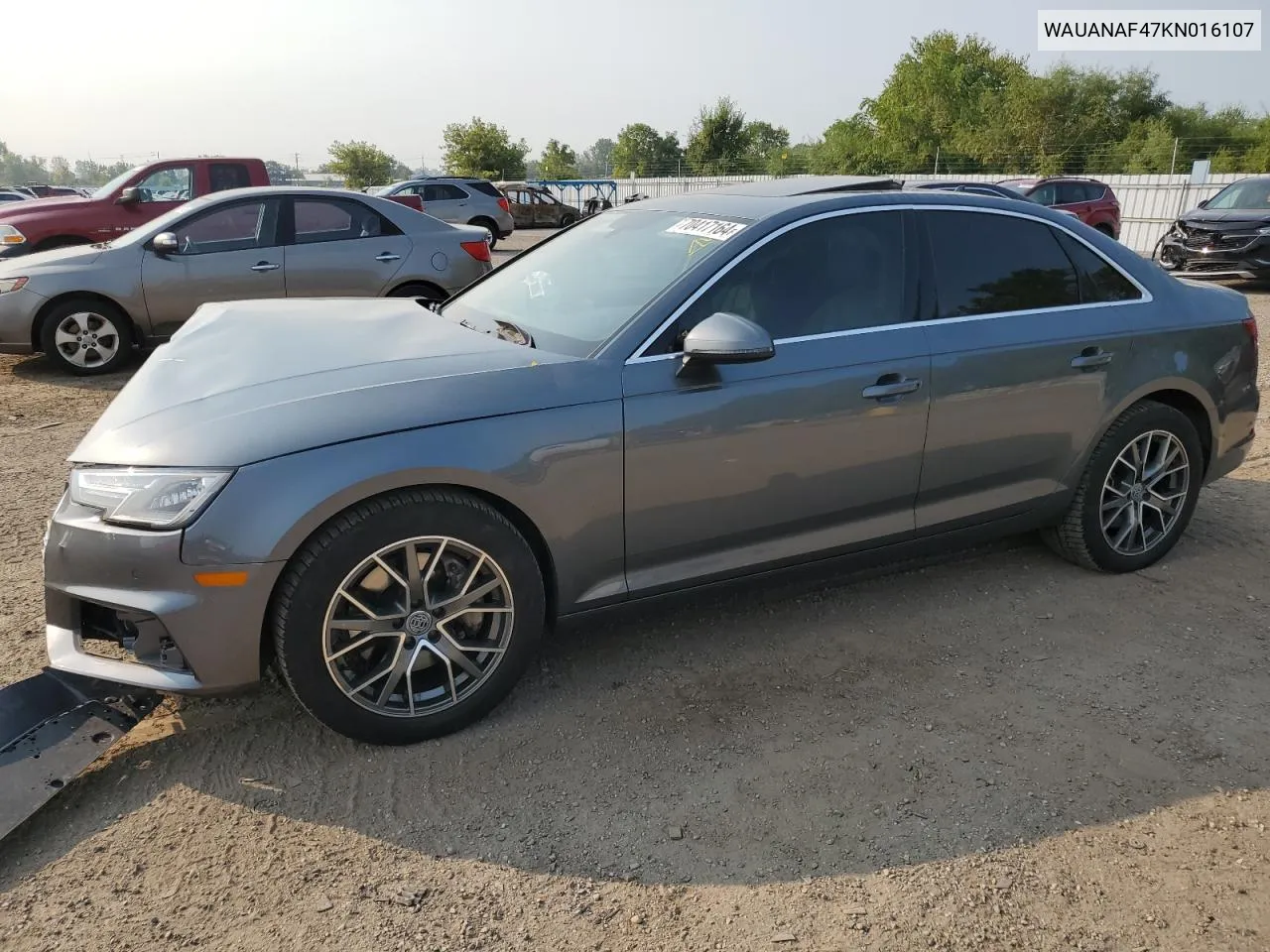 2019 Audi A4 Komfort VIN: WAUANAF47KN016107 Lot: 70417164