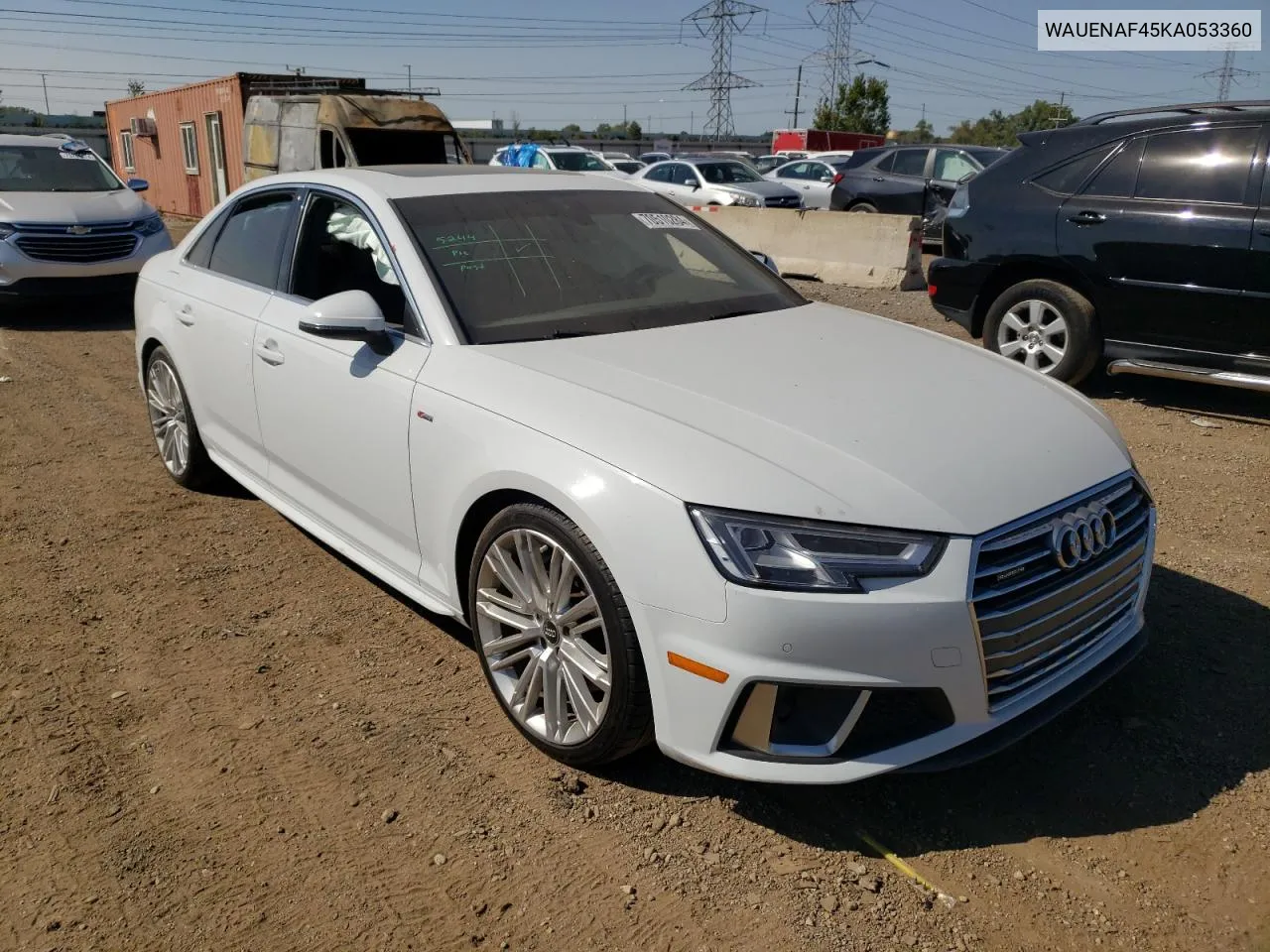 2019 Audi A4 Premium Plus VIN: WAUENAF45KA053360 Lot: 70510284