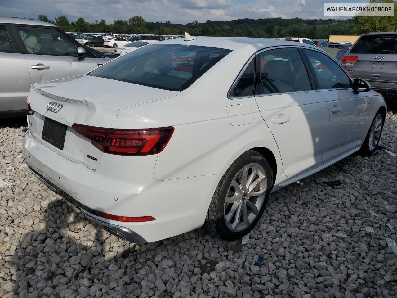 WAUENAF49KN008608 2019 Audi A4 Premium Plus