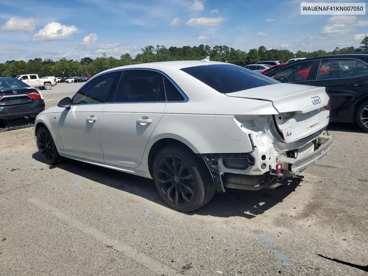 2019 Audi A4 Premium Plus VIN: WAUENAF41KN007050 Lot: 72239424