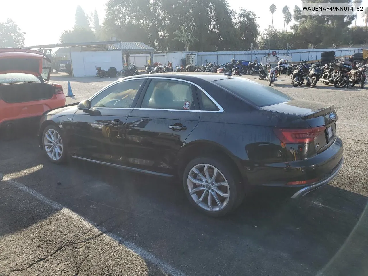 2019 Audi A4 Premium Plus VIN: WAUENAF49KN014182 Lot: 73052174