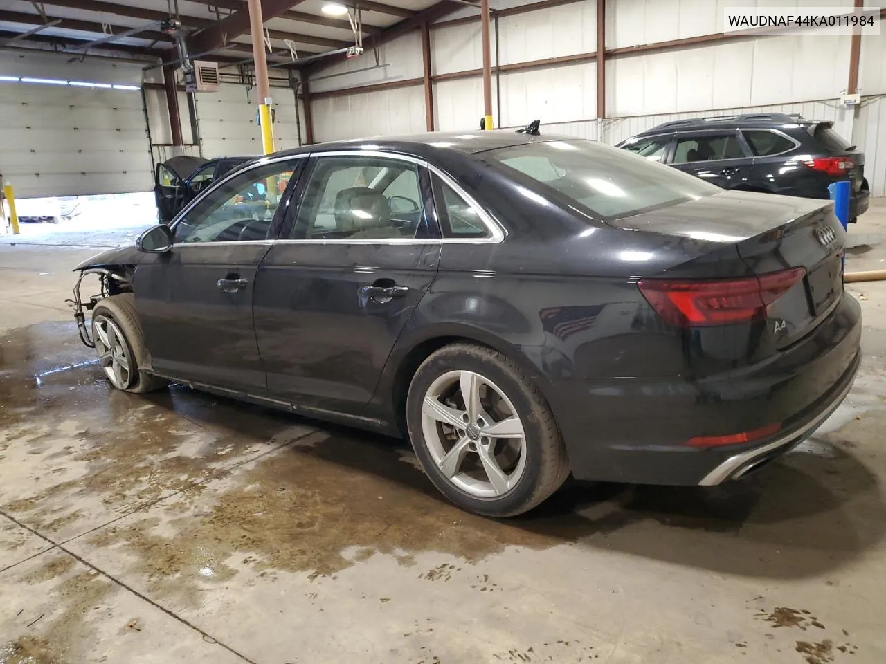 2019 Audi A4 Premium VIN: WAUDNAF44KA011984 Lot: 75829134