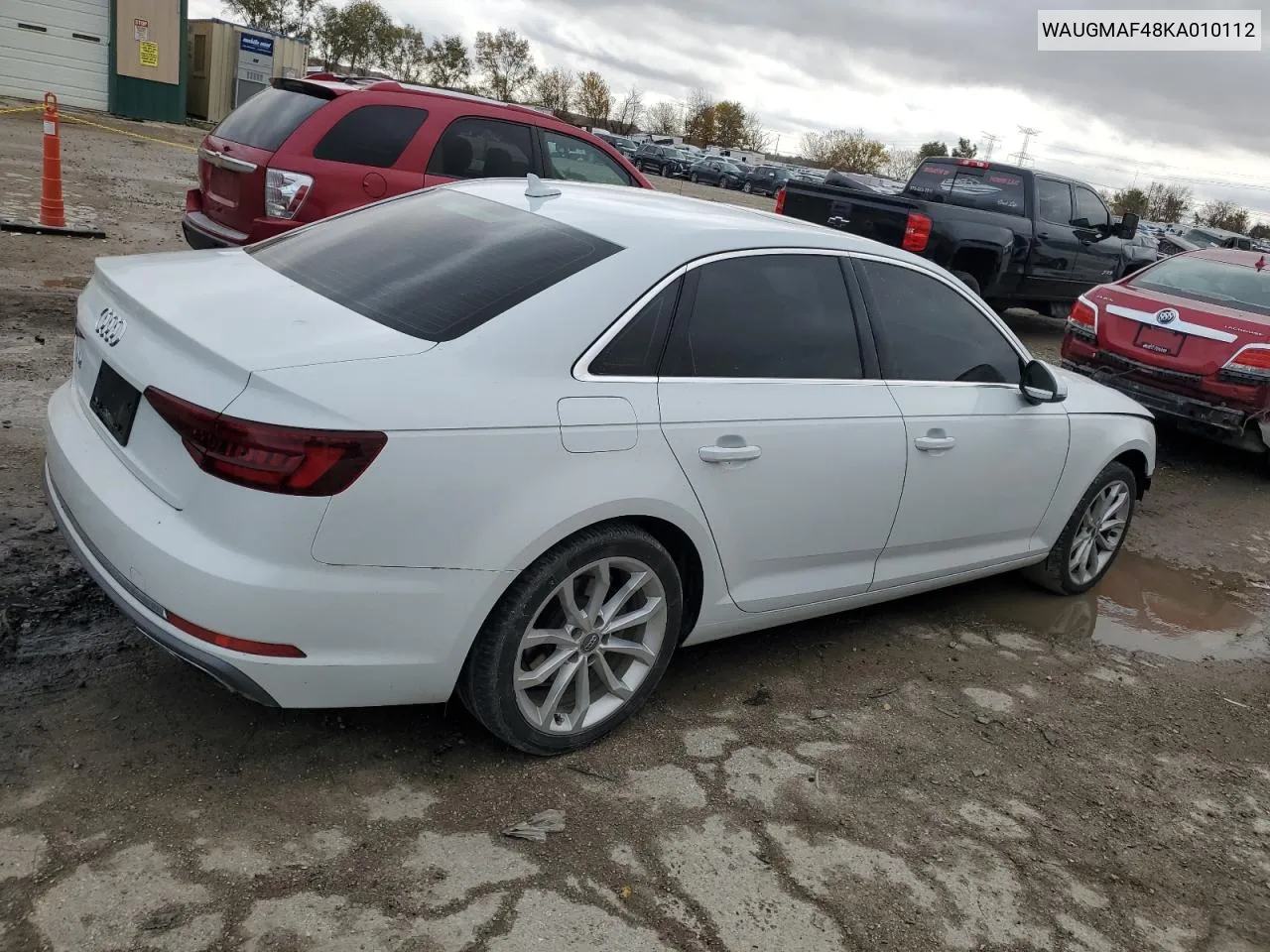 2019 Audi A4 Premium VIN: WAUGMAF48KA010112 Lot: 78136674