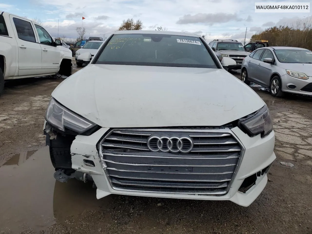 2019 Audi A4 Premium VIN: WAUGMAF48KA010112 Lot: 78136674