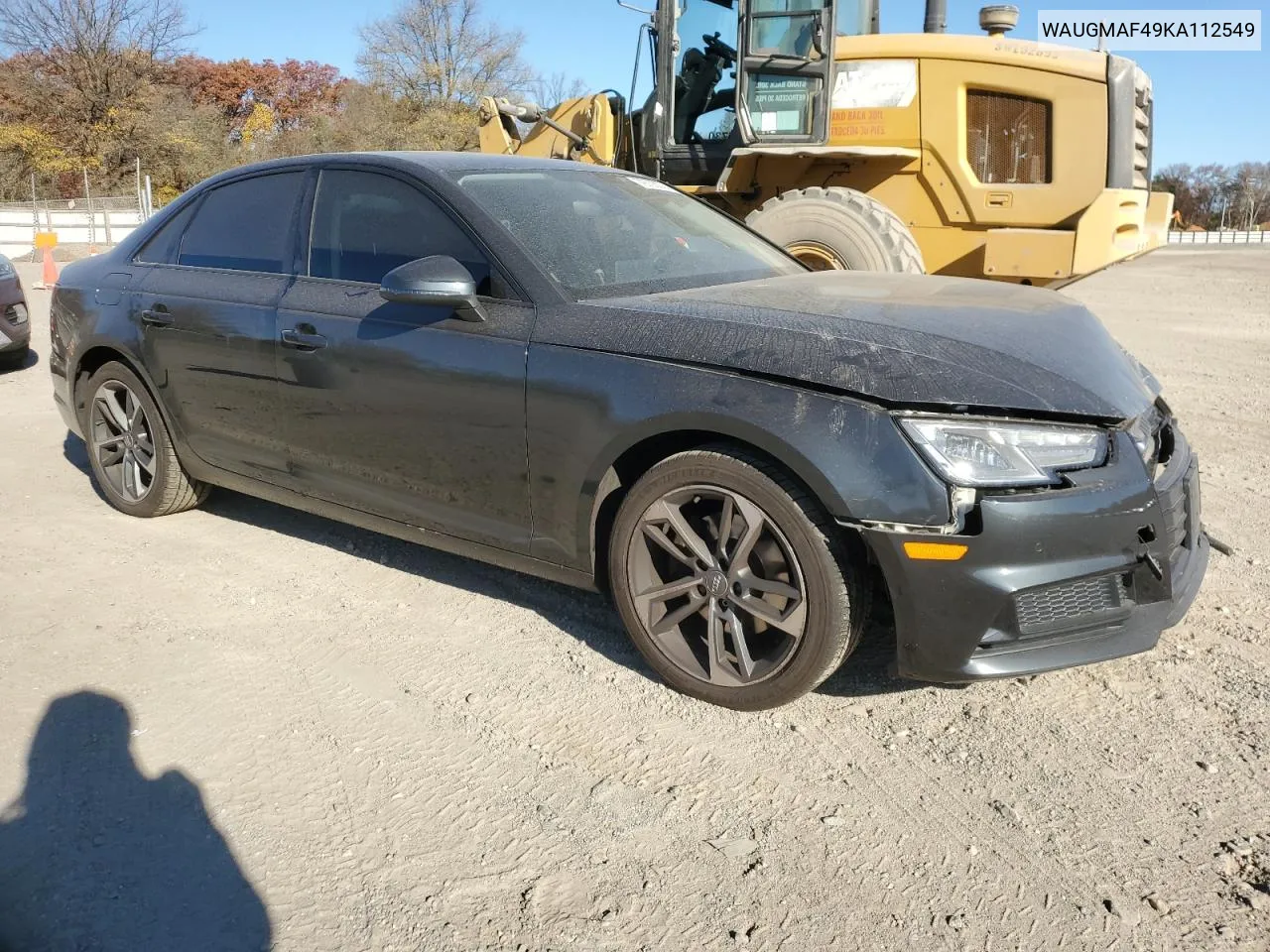 2019 Audi A4 Premium VIN: WAUGMAF49KA112549 Lot: 79705374