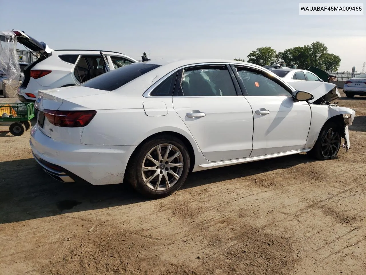 2021 Audi A4 Premium 40 VIN: WAUABAF45MA009465 Lot: 68369814