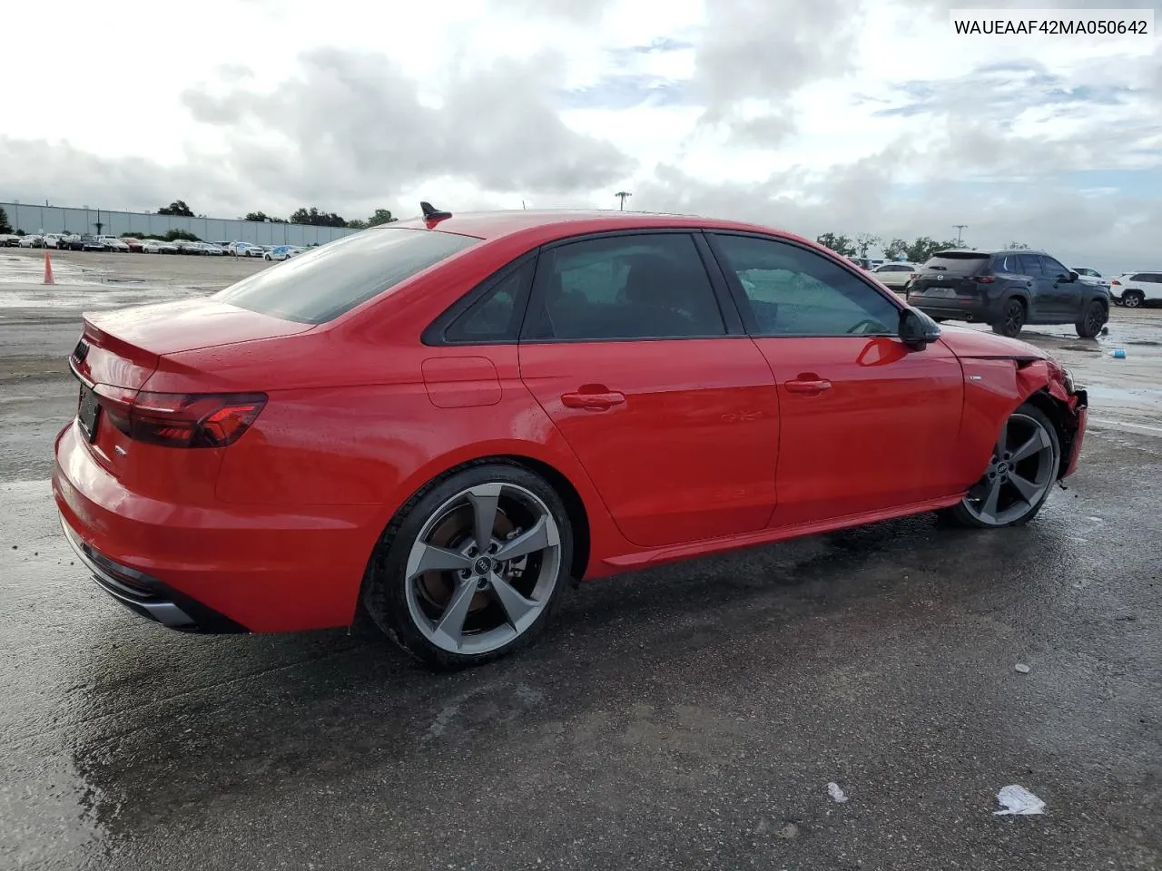 WAUEAAF42MA050642 2021 Audi A4 Premium Plus 45