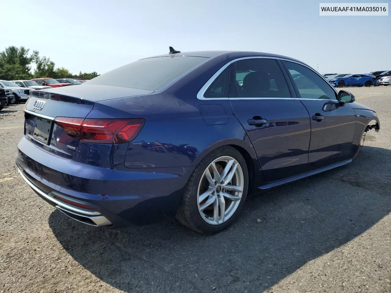 2021 Audi A4 Premium Plus 45 VIN: WAUEAAF41MA035016 Lot: 70815734