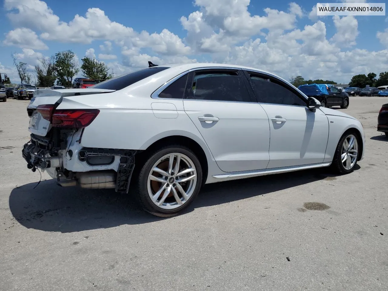 2022 Audi A4 Premium Plus 45 VIN: WAUEAAF4XNN014806 Lot: 55853504