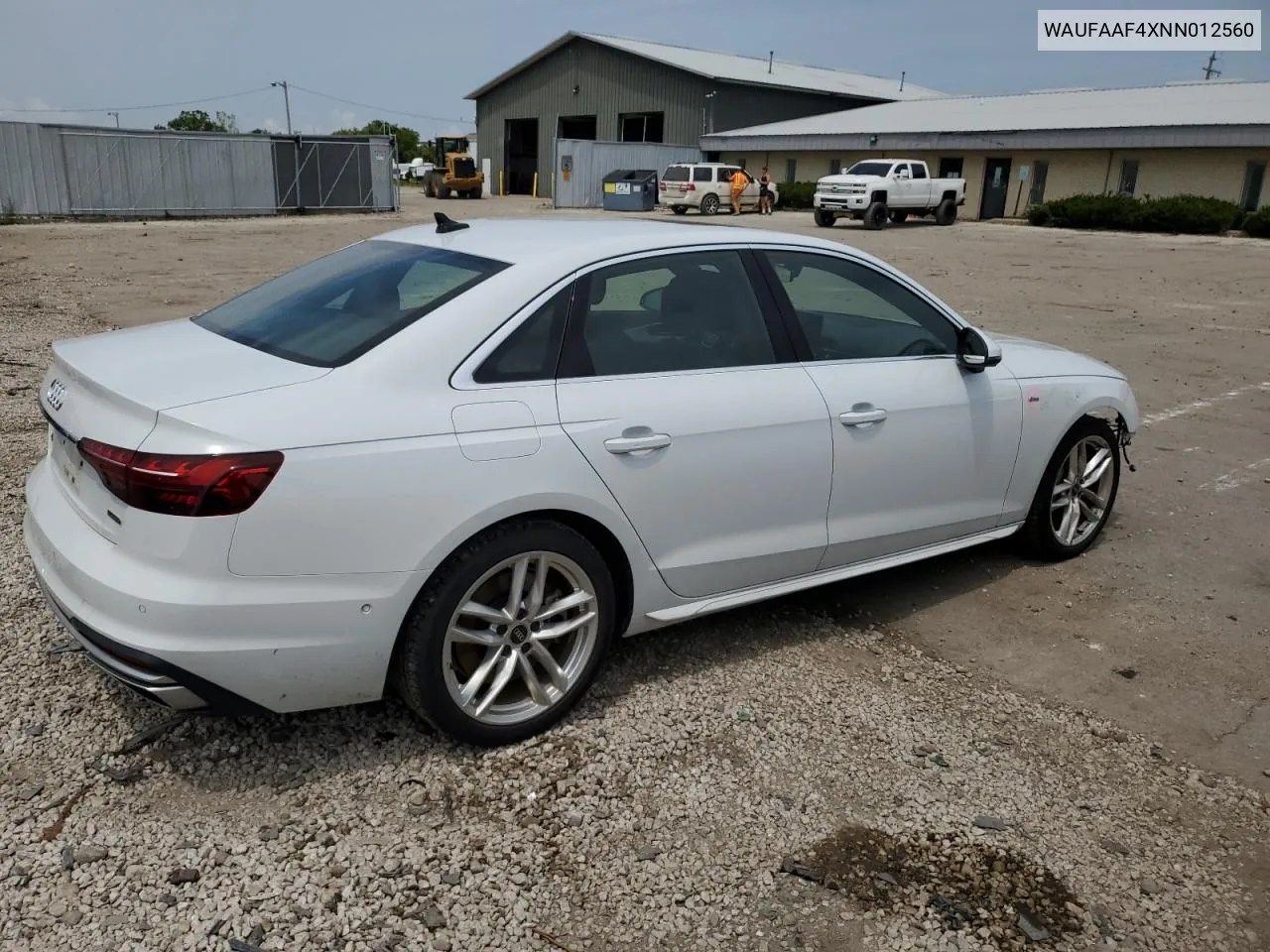 WAUFAAF4XNN012560 2022 Audi A4 Prestige 45