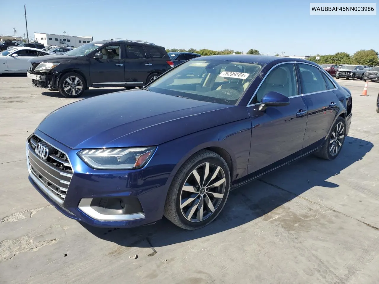 2022 Audi A4 Premium Plus 40 VIN: WAUBBAF45NN003986 Lot: 76299204