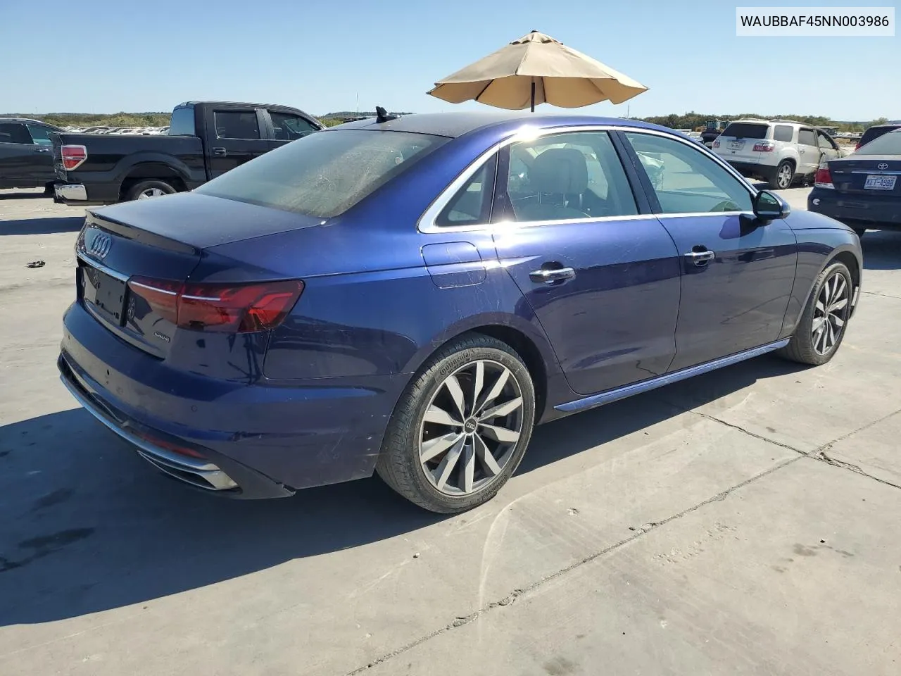 2022 Audi A4 Premium Plus 40 VIN: WAUBBAF45NN003986 Lot: 76299204