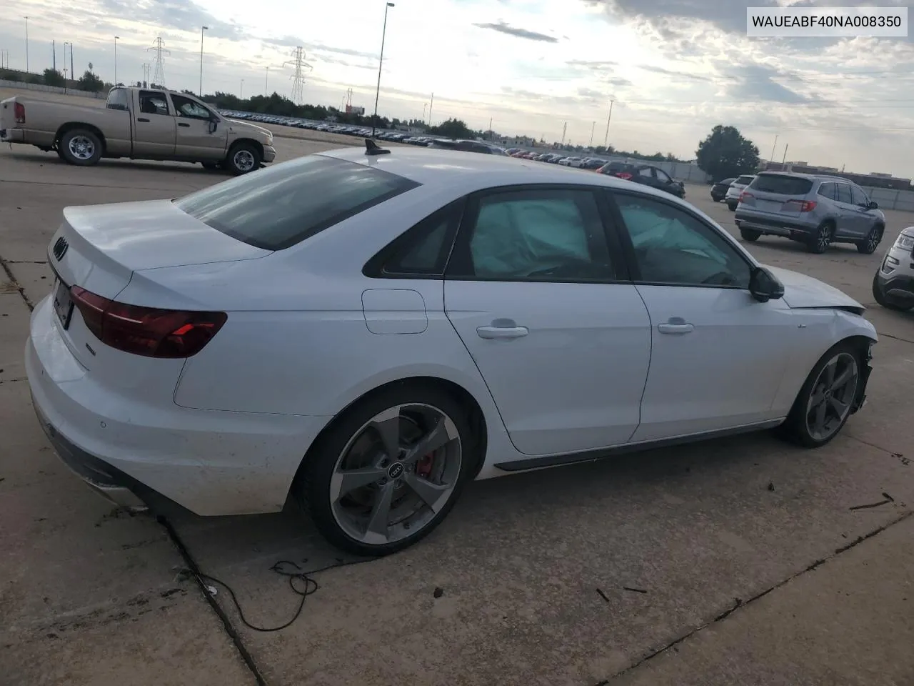 2022 Audi A4 Premium Plus 45 VIN: WAUEABF40NA008350 Lot: 77009164