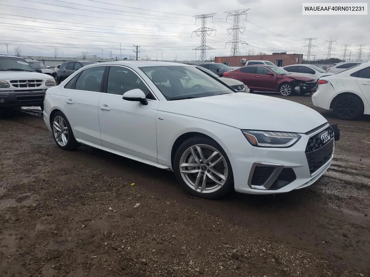 2024 Audi A4 Premium Plus 45 VIN: WAUEAAF40RN012231 Lot: 78639574