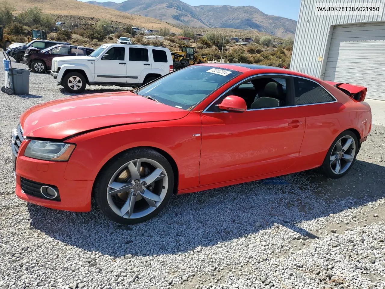 2008 Audi A5 Quattro VIN: WAUDK78T38A021950 Lot: 72202224