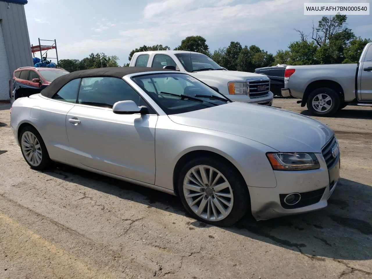 2011 Audi A5 Premium Plus VIN: WAUJFAFH7BN000540 Lot: 65688034