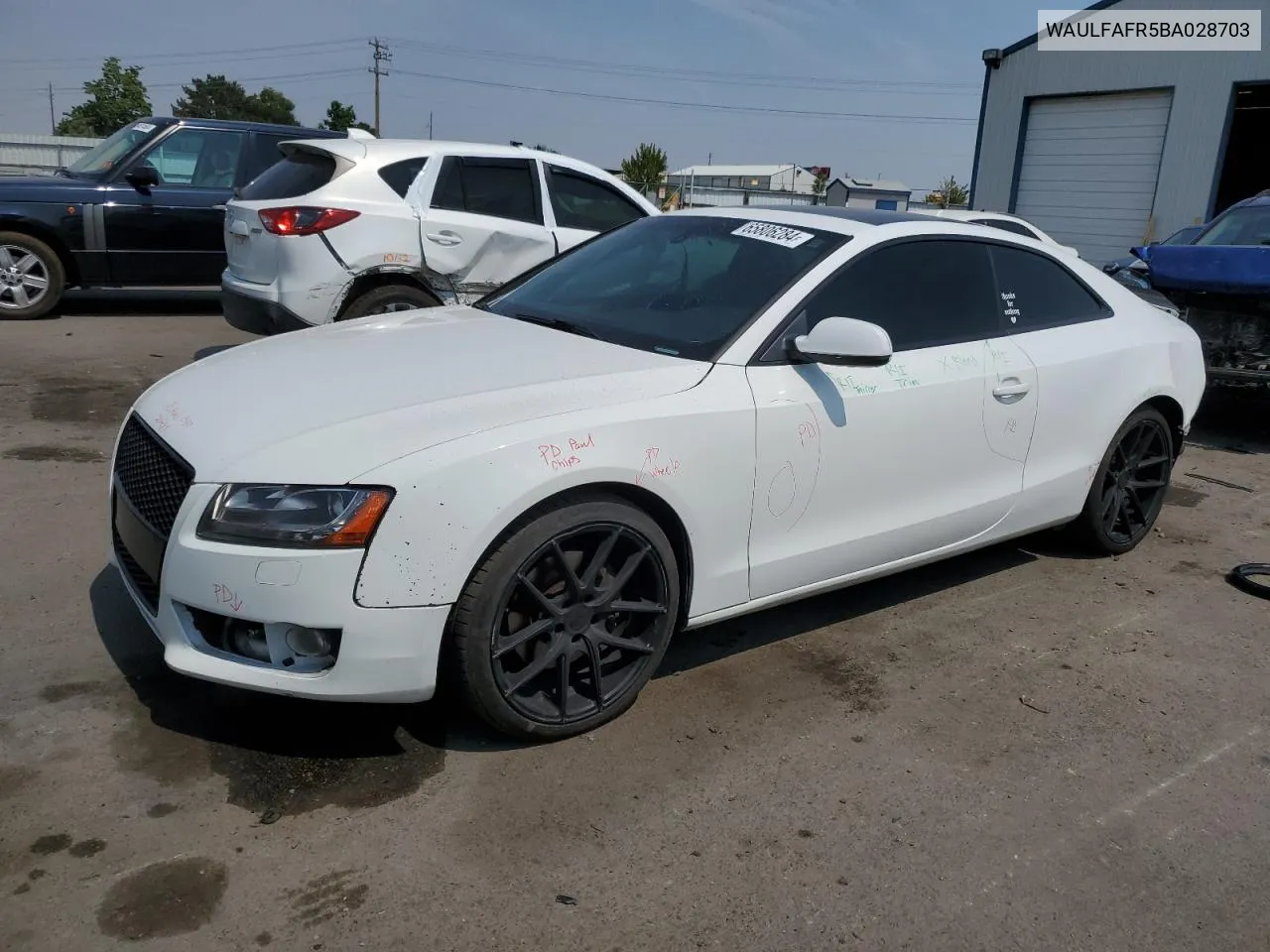 2011 Audi A5 Premium Plus VIN: WAULFAFR5BA028703 Lot: 65806284