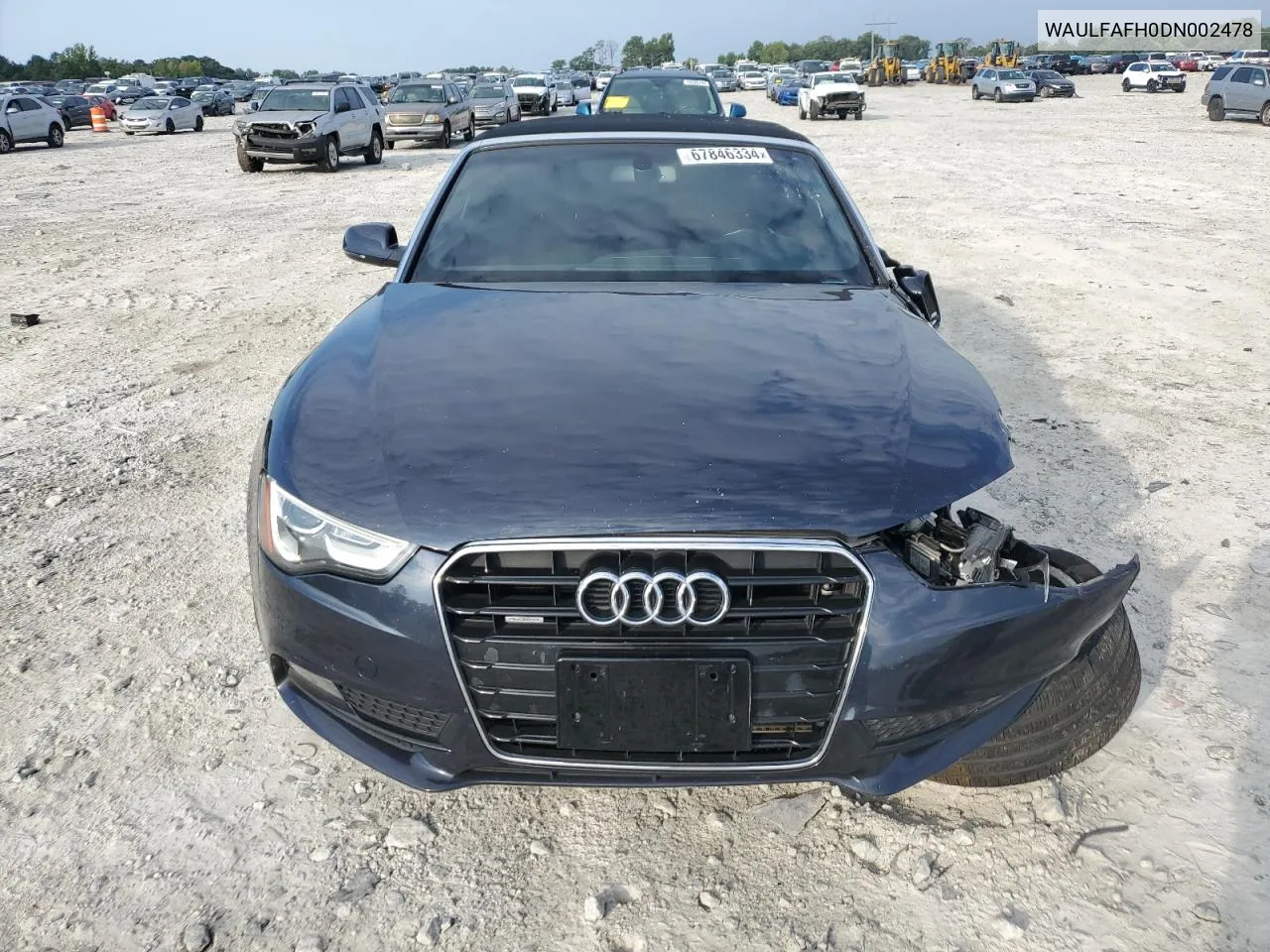 2013 Audi A5 Premium Plus VIN: WAULFAFH0DN002478 Lot: 67846334