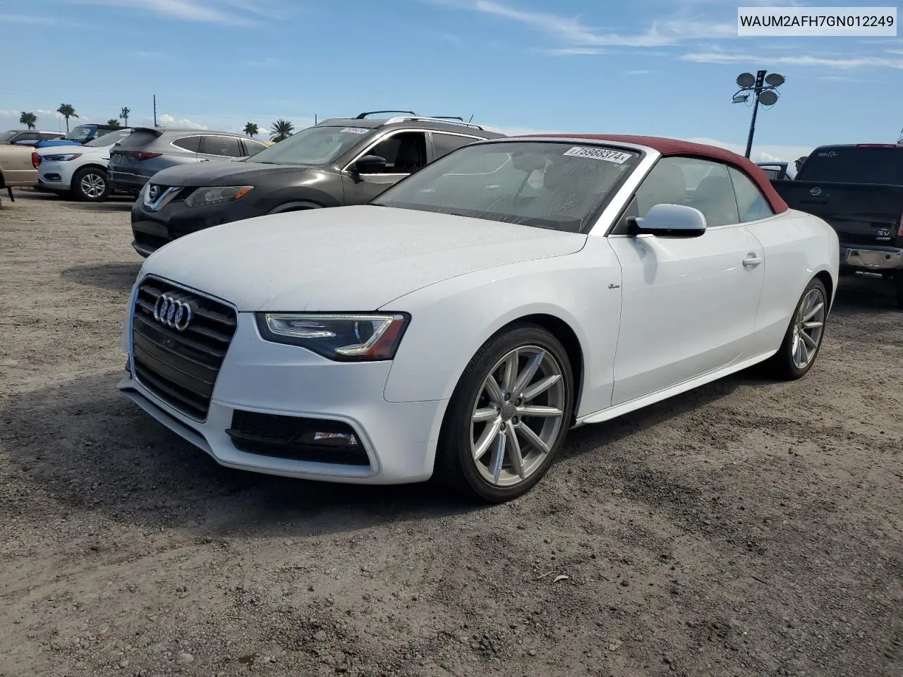 2016 Audi A5 Premium Plus S-Line VIN: WAUM2AFH7GN012249 Lot: 75988374