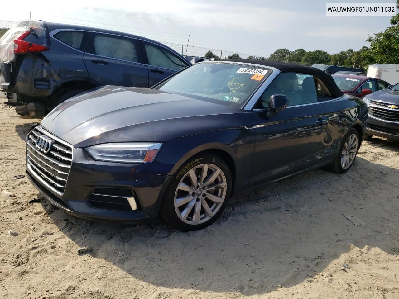 2018 Audi A5 Premium VIN: WAUWNGF51JN011632 Lot: 59587394