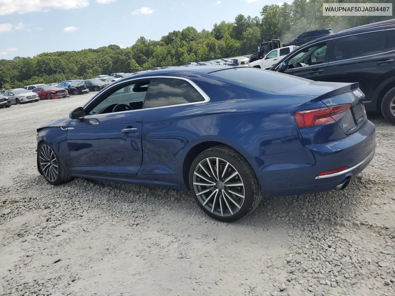 2018 Audi A5 Premium Plus VIN: WAUPNAF50JA034487 Lot: 68807474