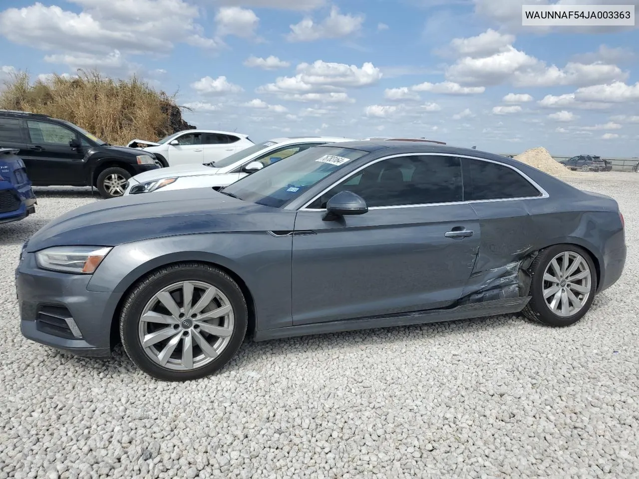 2018 Audi A5 Premium VIN: WAUNNAF54JA003363 Lot: 76783164