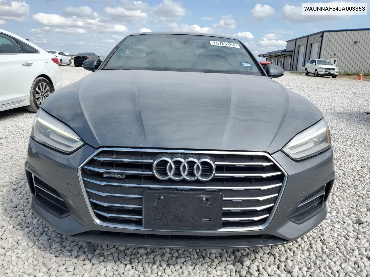 2018 Audi A5 Premium VIN: WAUNNAF54JA003363 Lot: 76783164