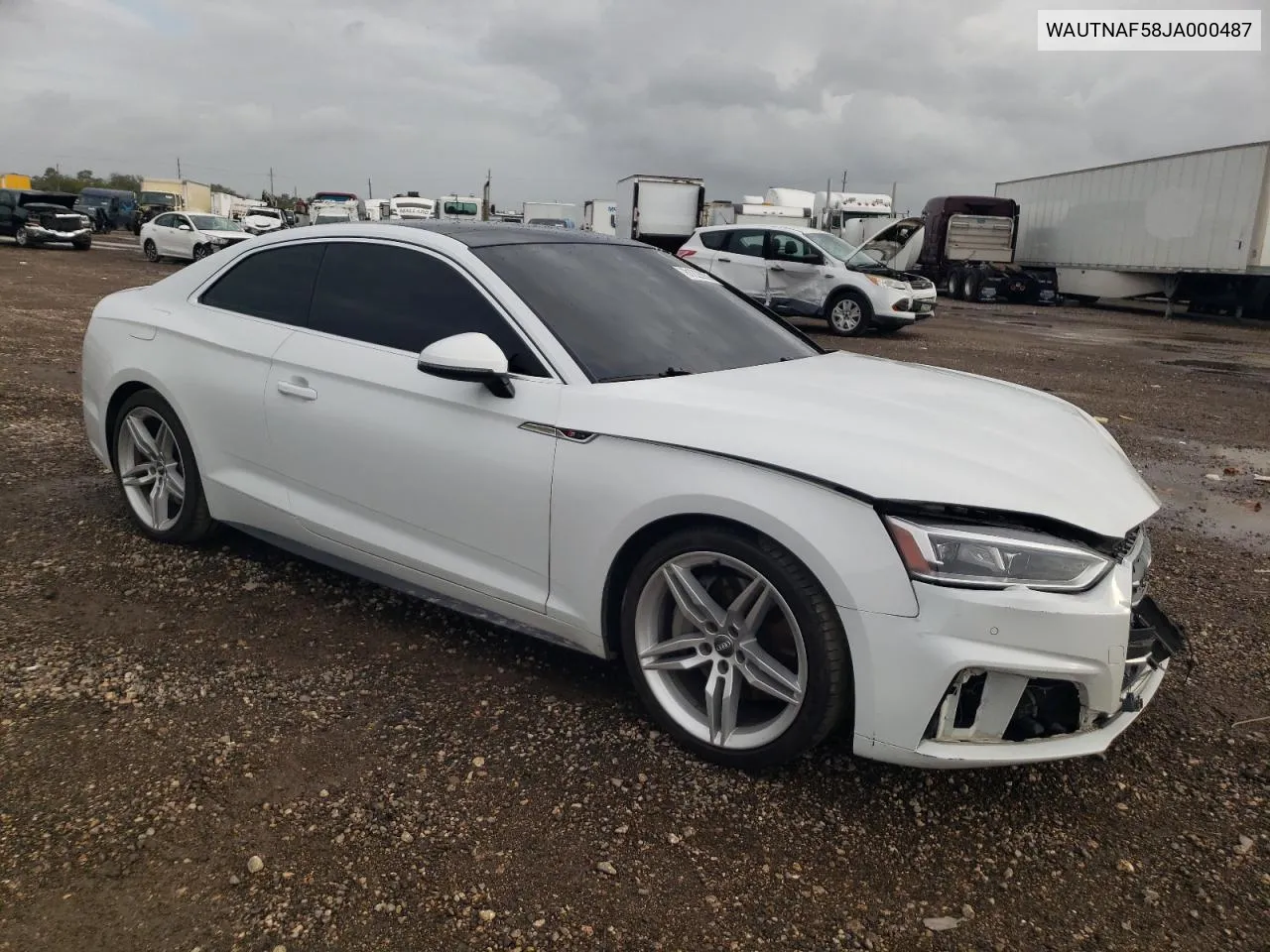 2018 Audi A5 Premium Plus S-Line VIN: WAUTNAF58JA000487 Lot: 81228974