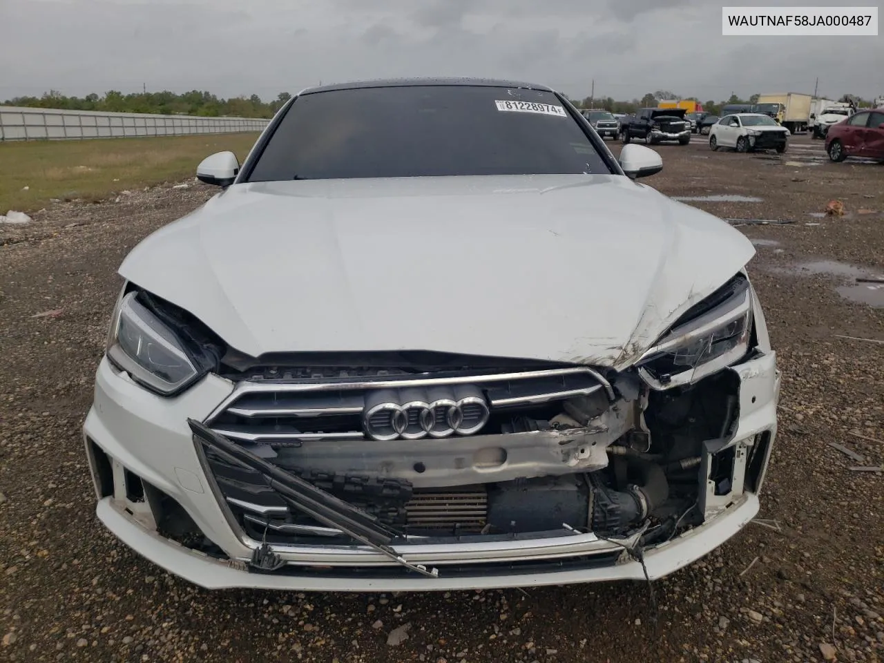 2018 Audi A5 Premium Plus S-Line VIN: WAUTNAF58JA000487 Lot: 81228974