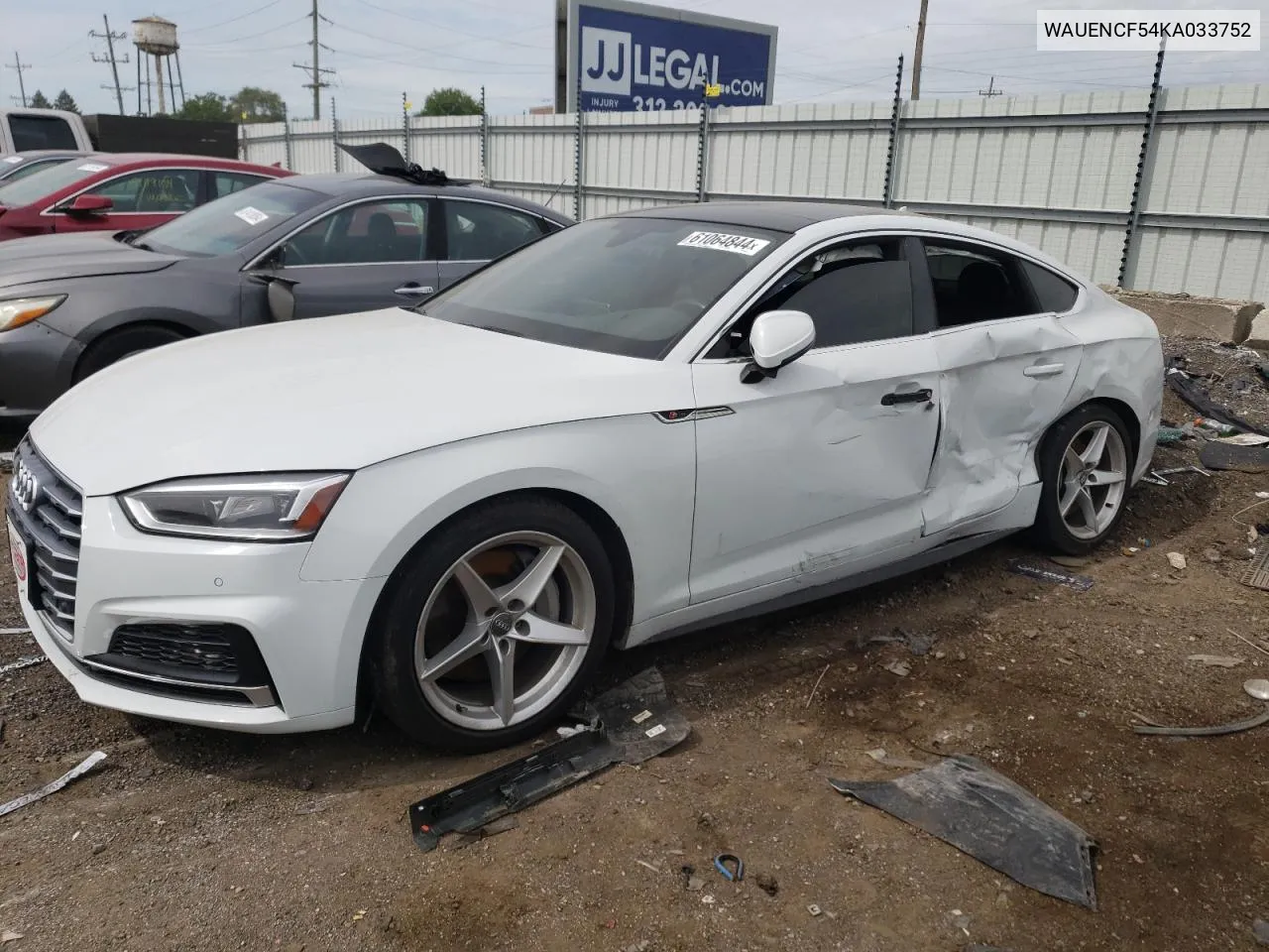 2019 Audi A5 Premium Plus S-Line VIN: WAUENCF54KA033752 Lot: 61064844