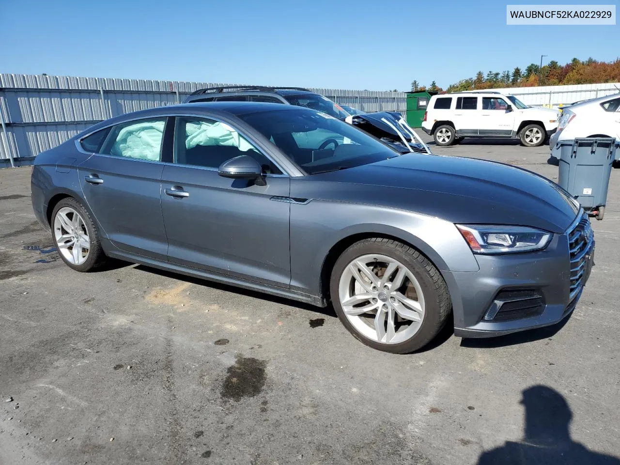 2019 Audi A5 Premium Plus VIN: WAUBNCF52KA022929 Lot: 75906104