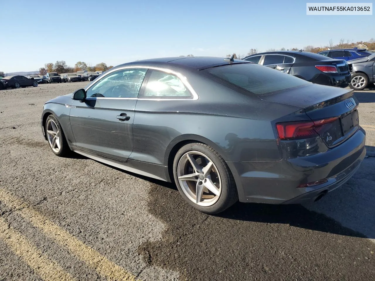 2019 Audi A5 Premium Plus VIN: WAUTNAF55KA013652 Lot: 77380364