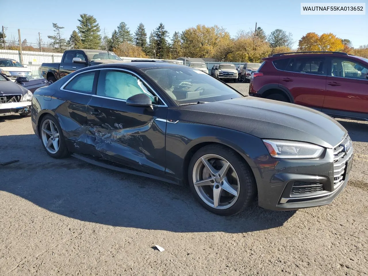 2019 Audi A5 Premium Plus VIN: WAUTNAF55KA013652 Lot: 77380364