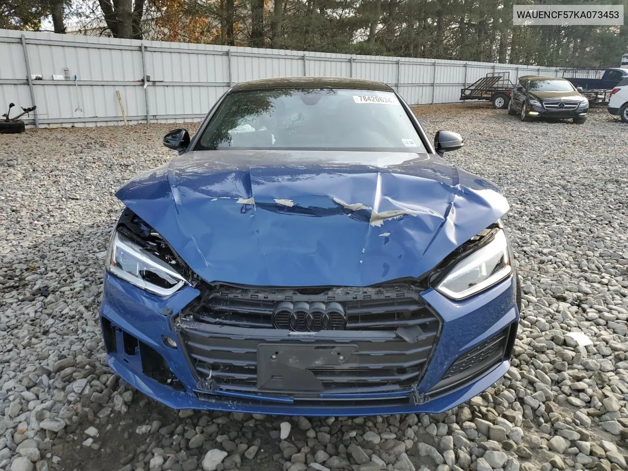 2019 Audi A5 Premium Plus S-Line VIN: WAUENCF57KA073453 Lot: 78420634