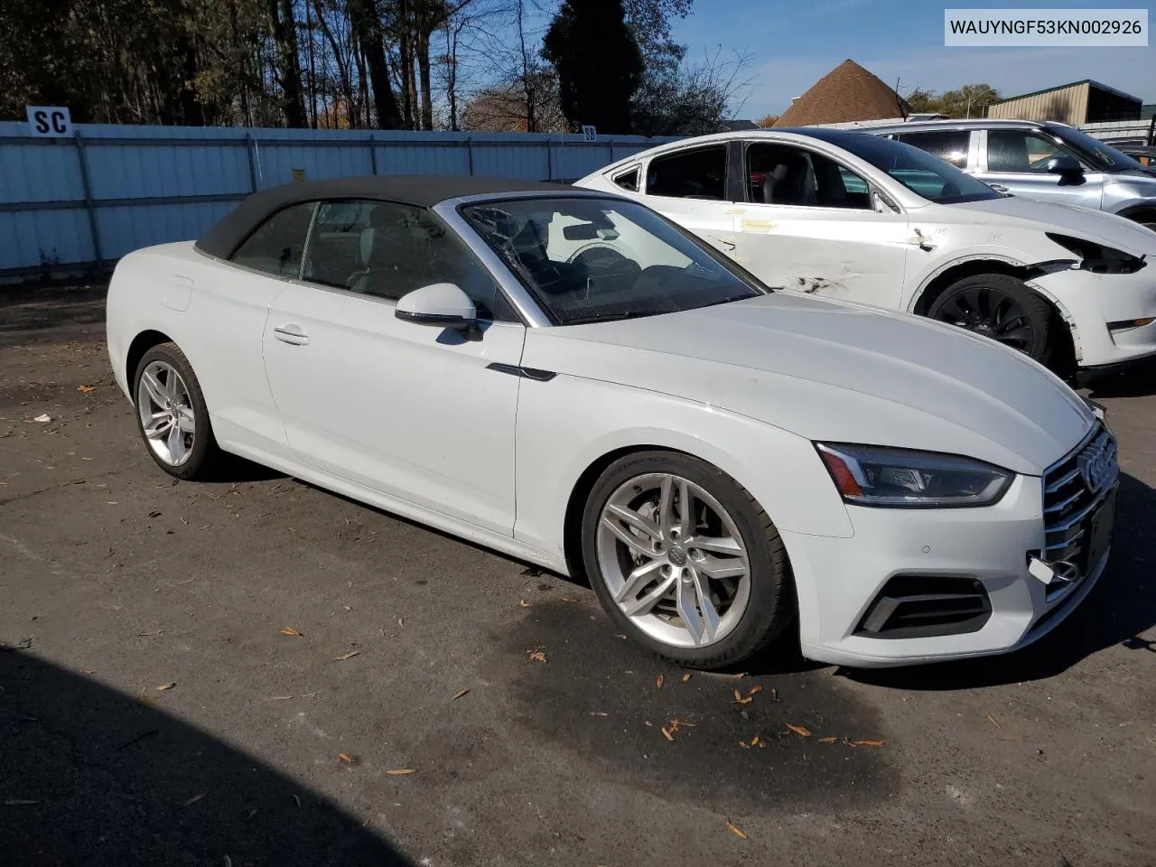 2019 Audi A5 Premium Plus VIN: WAUYNGF53KN002926 Lot: 78668794