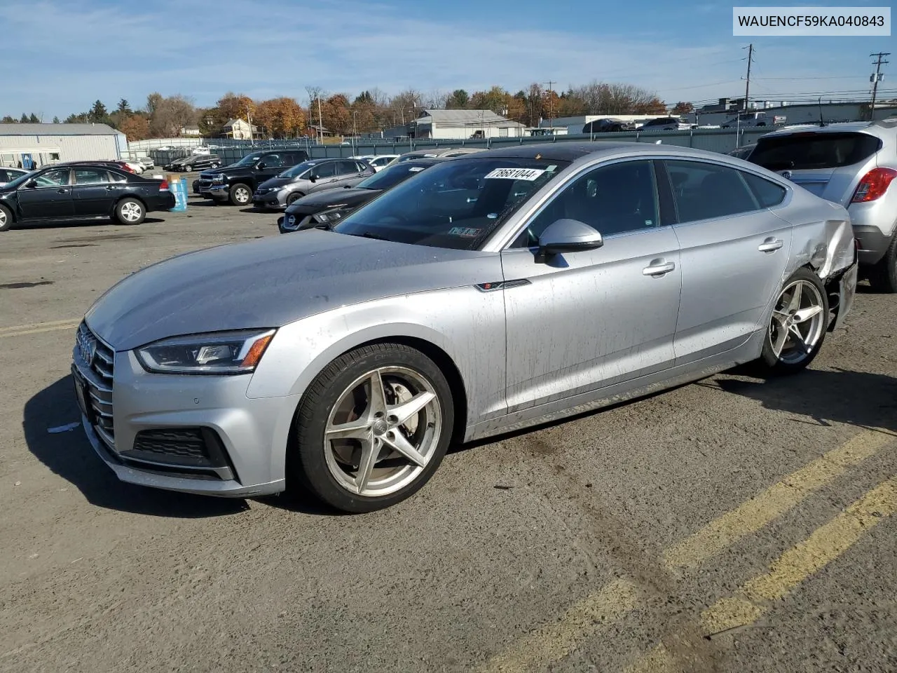 2019 Audi A5 Premium Plus S-Line VIN: WAUENCF59KA040843 Lot: 78681044