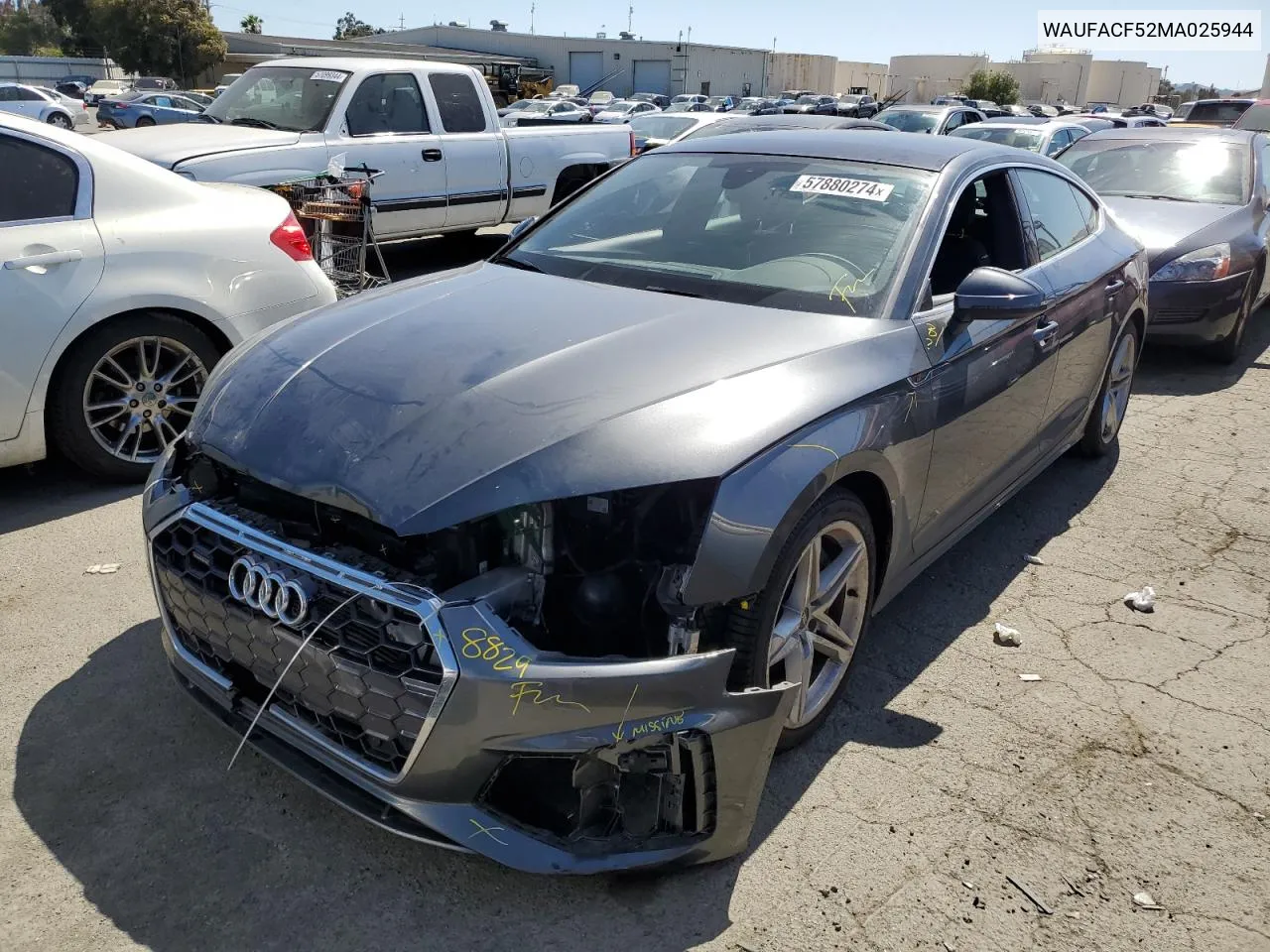 WAUFACF52MA025944 2021 Audi A5 Premium Plus 45