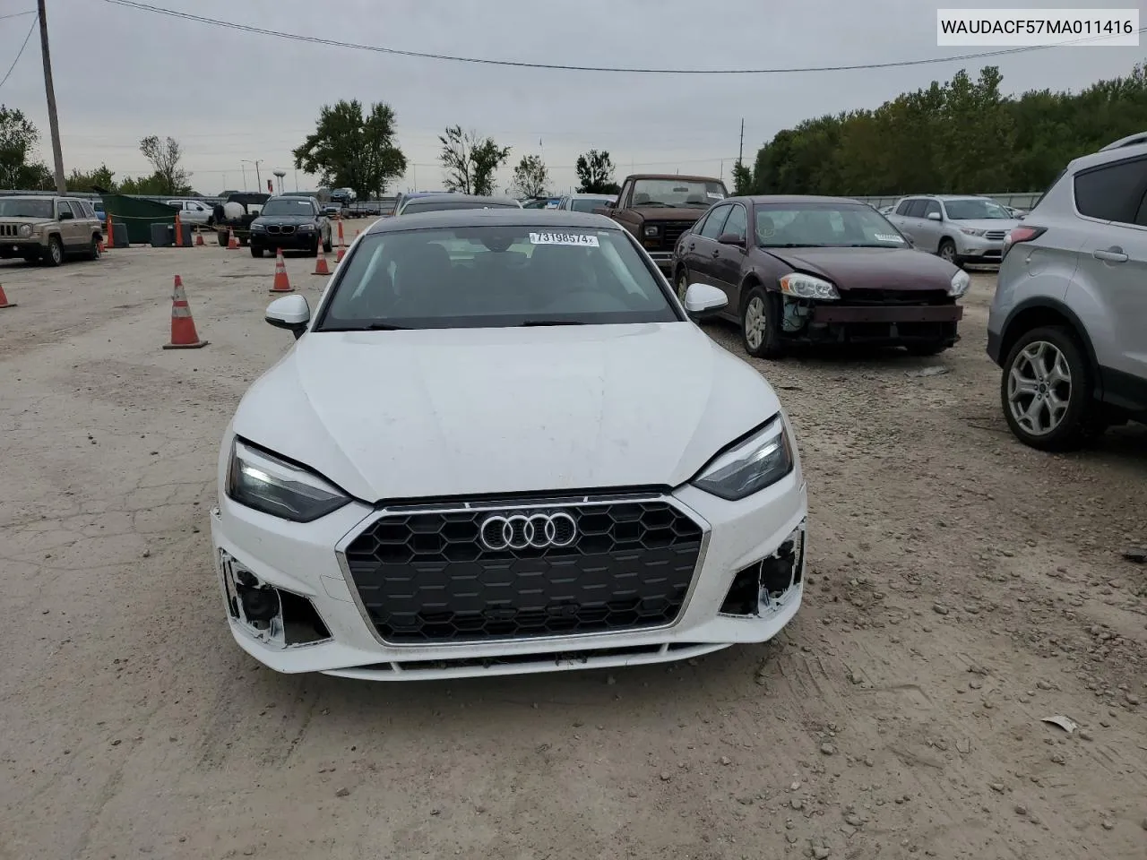 WAUDACF57MA011416 2021 Audi A5 Premium 45