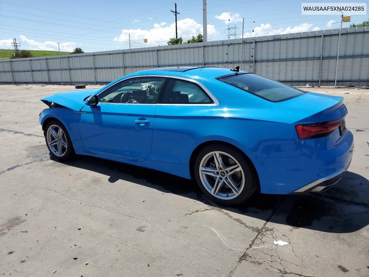 2022 Audi A5 Premium 45 VIN: WAUSAAF5XNA024285 Lot: 57764964