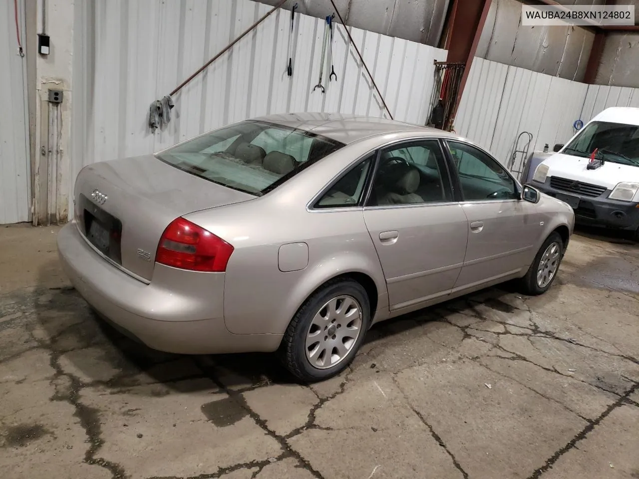 1999 Audi A6 2.8 Quattro VIN: WAUBA24B8XN124802 Lot: 81090894