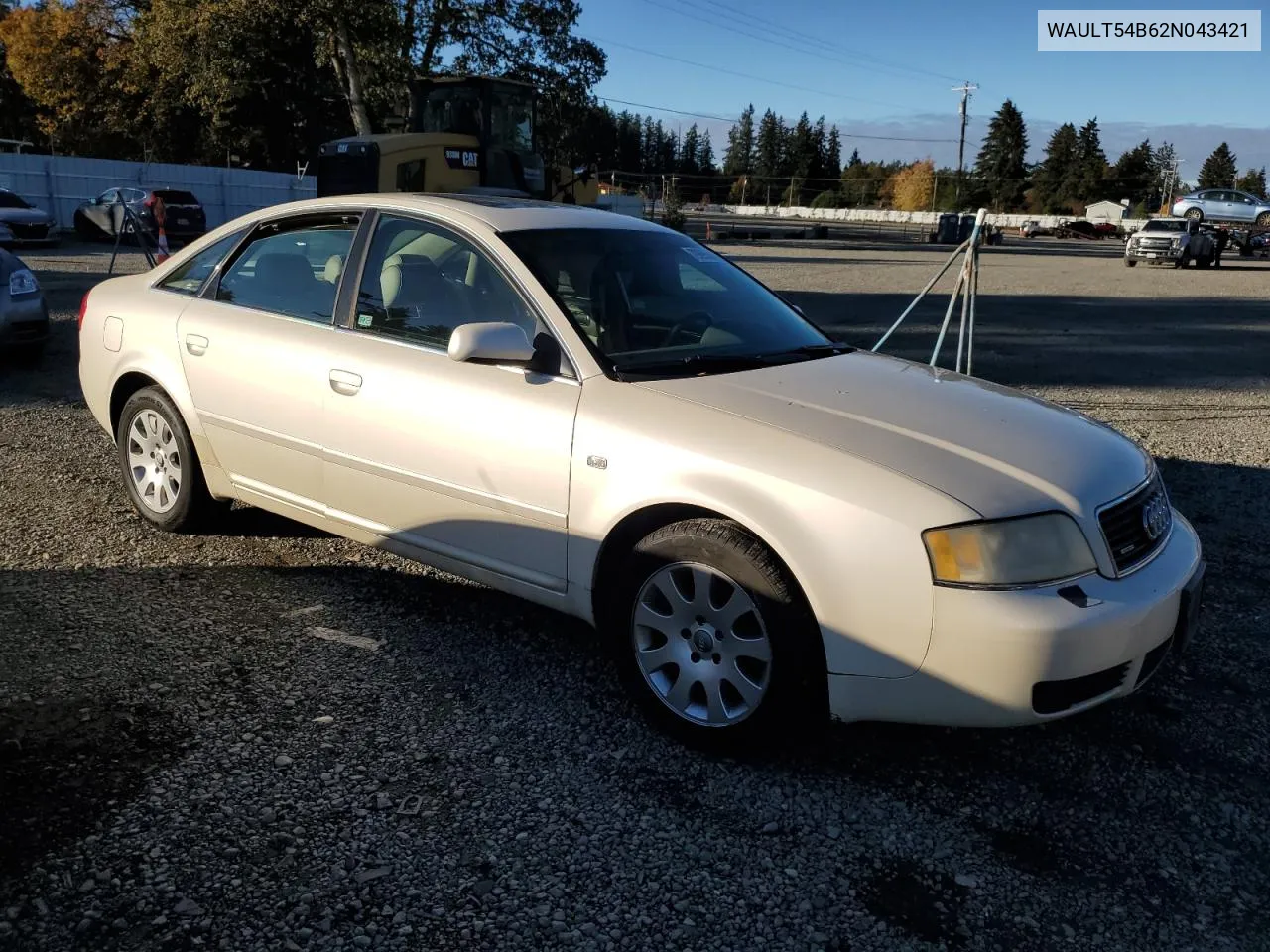 2002 Audi A6 3.0 Quattro VIN: WAULT54B62N043421 Lot: 79695004