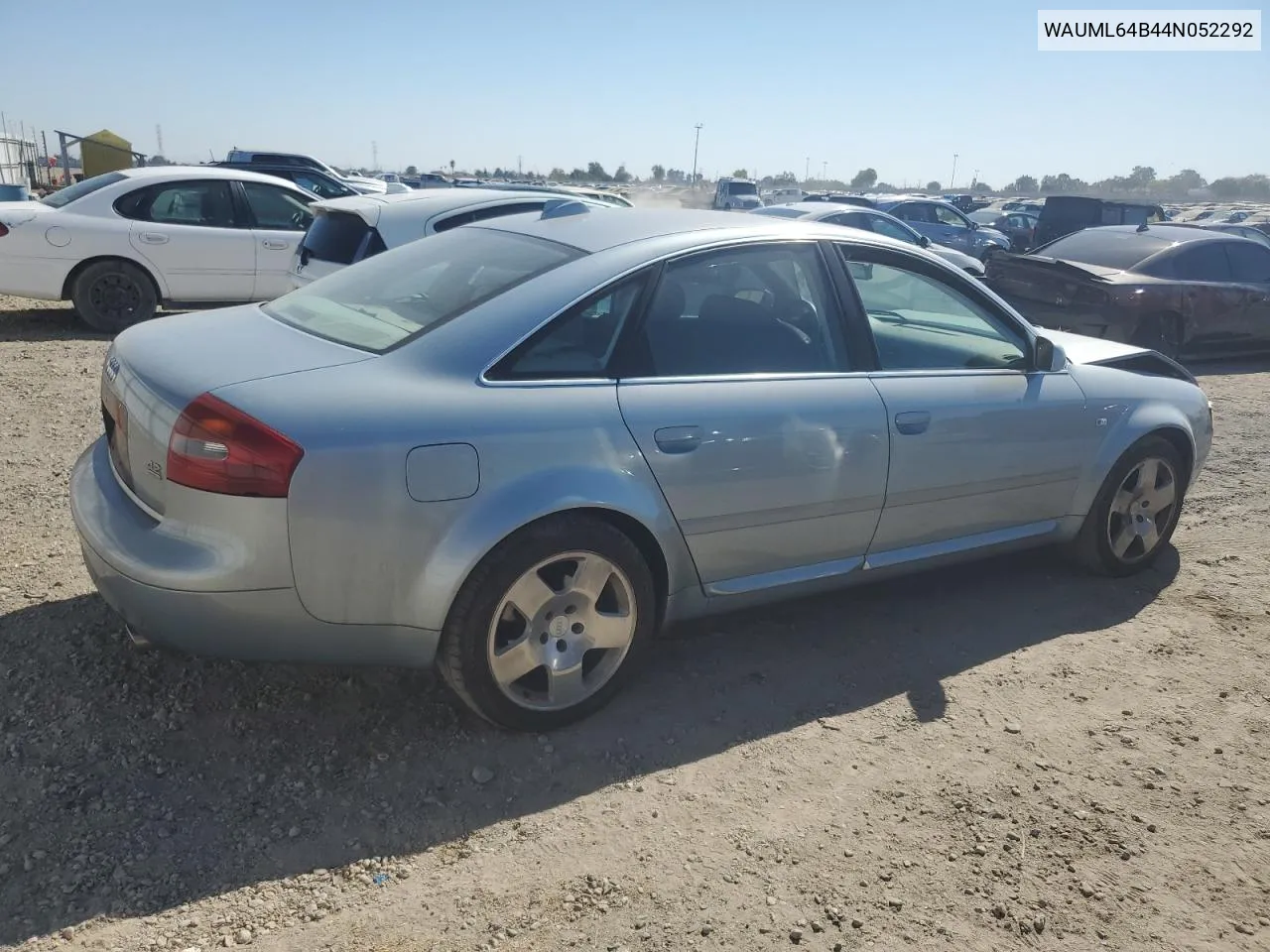 2004 Audi A6 4.2 Quattro VIN: WAUML64B44N052292 Lot: 73889304