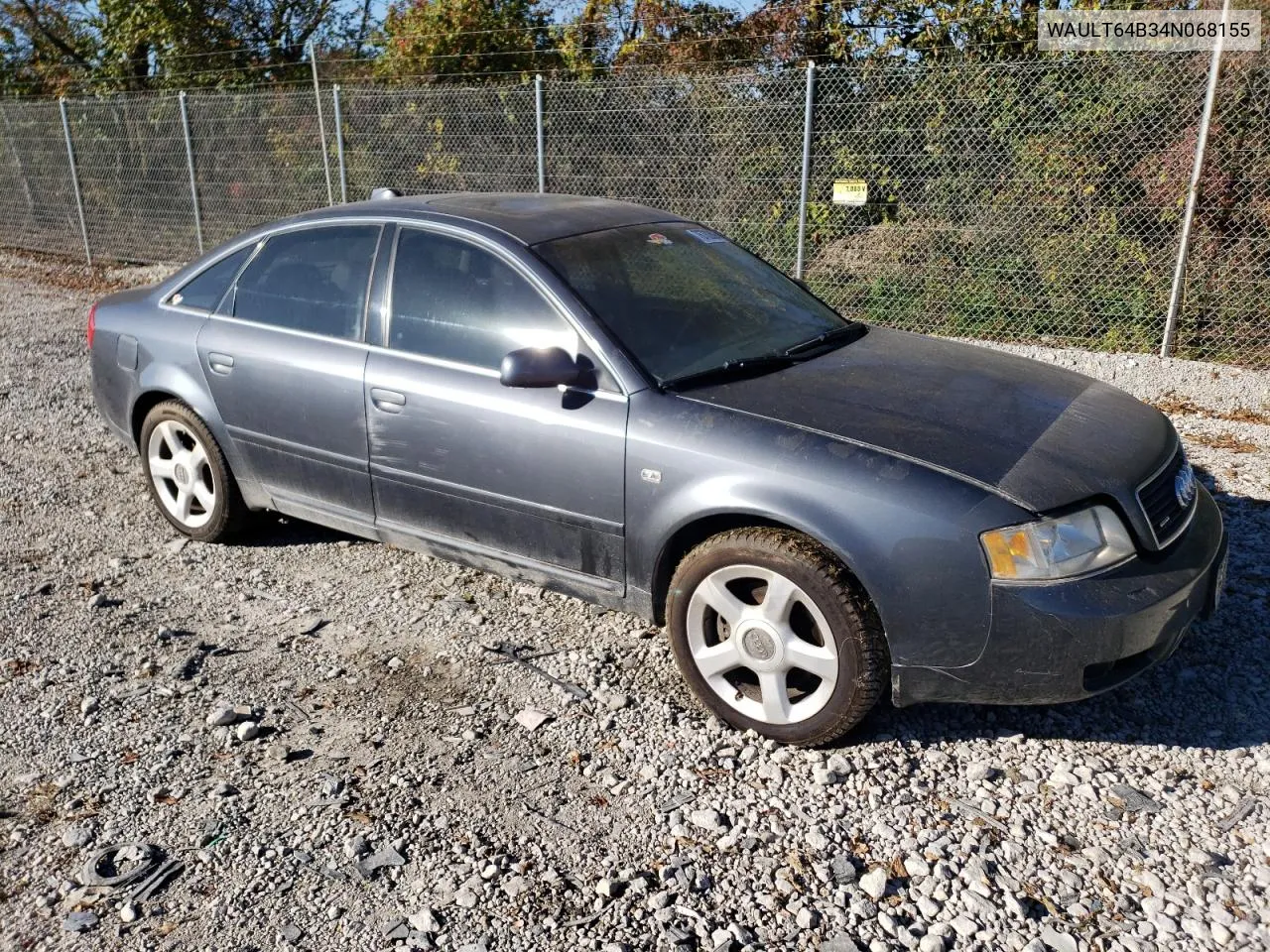 2004 Audi A6 3.0 Quattro VIN: WAULT64B34N068155 Lot: 76732894