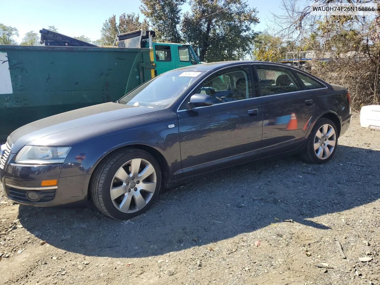 2006 Audi A6 3.2 Quattro VIN: WAUDH74F26N158866 Lot: 75894034