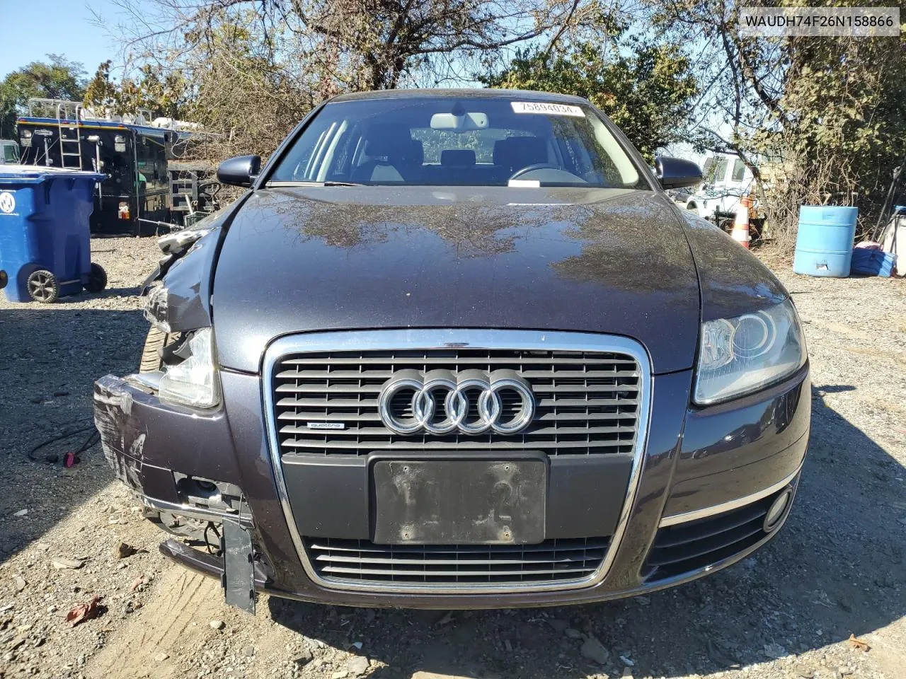 2006 Audi A6 3.2 Quattro VIN: WAUDH74F26N158866 Lot: 75894034