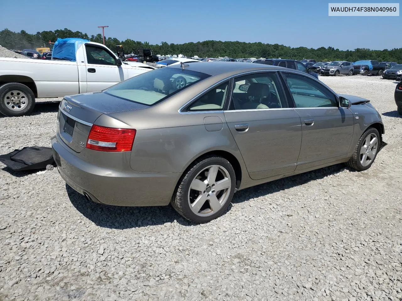 2008 Audi A6 3.2 Quattro VIN: WAUDH74F38N040960 Lot: 68847284