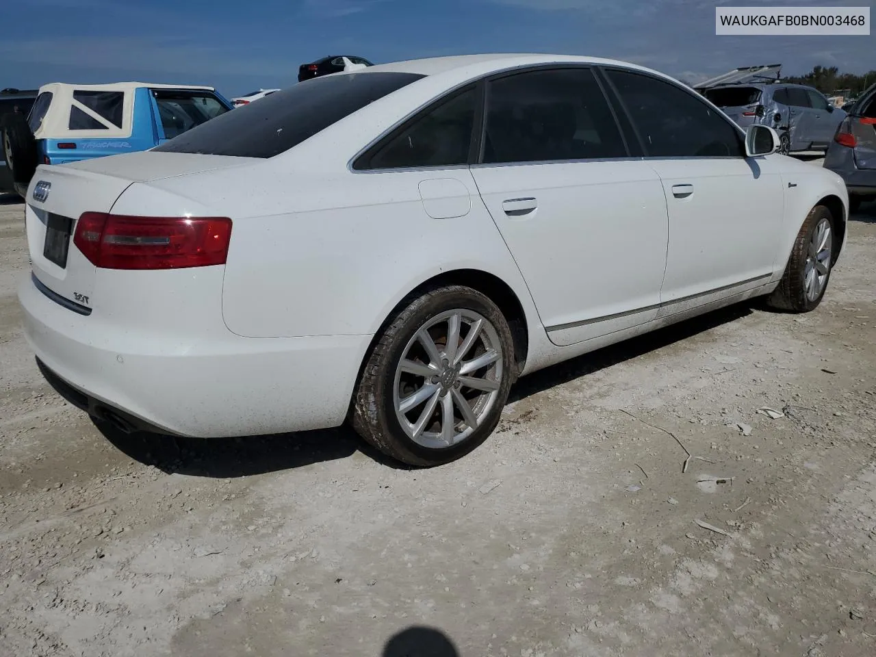 2011 Audi A6 Prestige VIN: WAUKGAFB0BN003468 Lot: 77850424