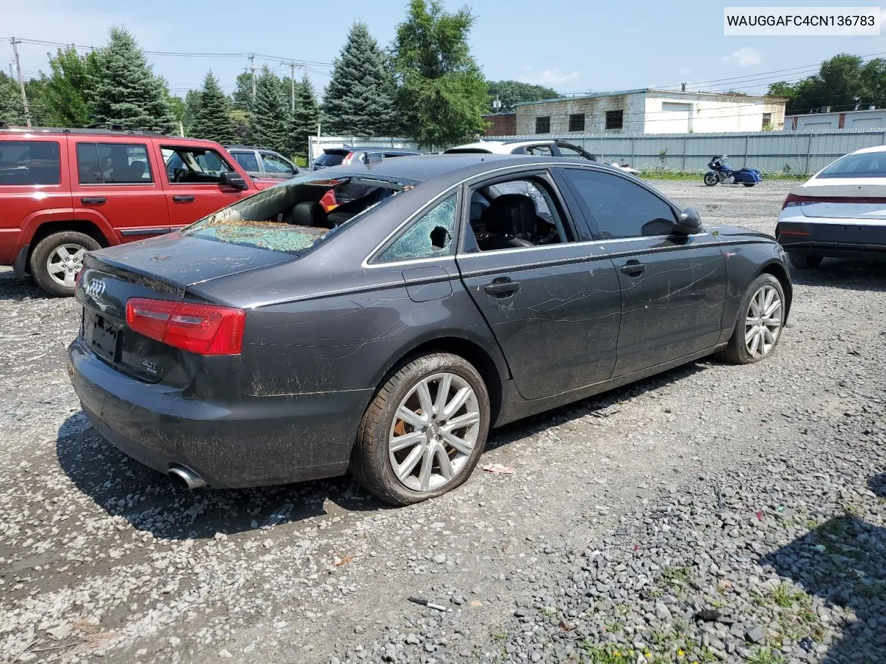 2012 Audi A6 Premium Plus VIN: WAUGGAFC4CN136783 Lot: 65403414