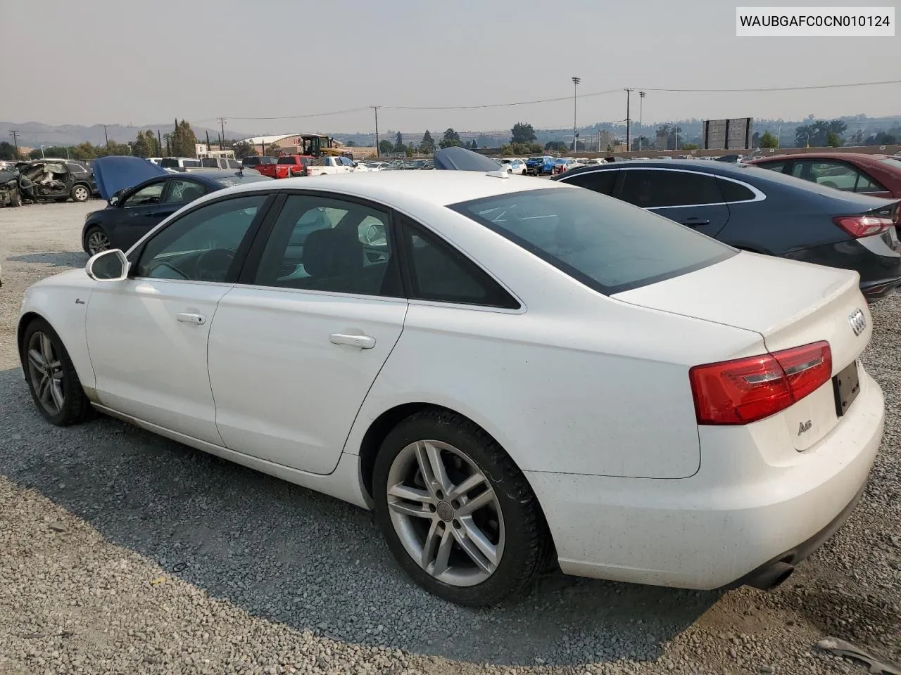 2012 Audi A6 VIN: WAUBGAFC0CN010124 Lot: 70727184